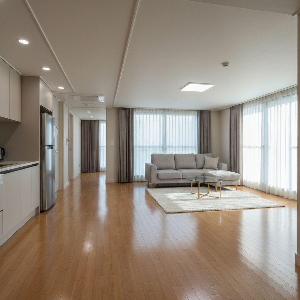 거실 전체 청소 완료된 밝은 아파트